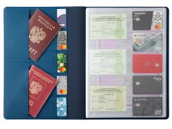 Органайзер Favor 2.0 для семейных документов на 4 комплекта документов, формат А4, синий