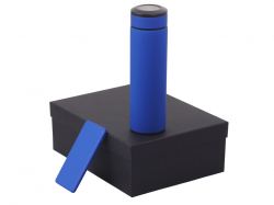 Подарочный набор c вакуумной термокружкой и повербанком С1, синий