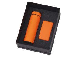 Подарочный набор c вакуумной термокружкой и повербанком С2, оранжевый