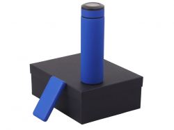 Подарочный набор c вакуумной термокружкой и повербанком С2, синий