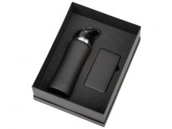 Подарочный набор с бутылкой для воды и повербанком С2, 10000 mAh, черный