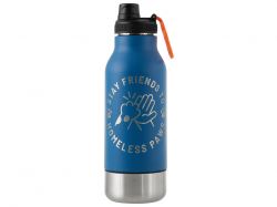 Вакуумный термос «Buddy» 3-в-1 со съемными мисками для питомцев, 1000 мл, синий с гравировкой