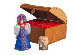 Подарочный набор: кукла фарфоровая, мёд с миксом из орехов Подарочный набор: кукла фарфоровая, мёд с миксом из орехов