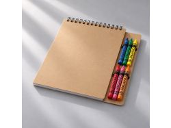 Doodle блокнот формата А5 с мягкой обложкой на спирали и набор мелков - Натуральный