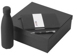 Подарочный набор с блокнотом С1, металлической ручкой и термобутылкой, черный