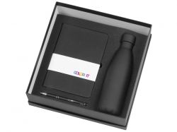 Подарочный набор с блокнотом С1, металлической ручкой и термобутылкой, черный