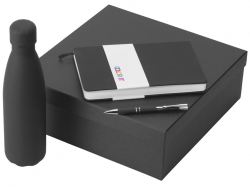 Подарочный набор с блокнотом С2, металлической ручкой и термобутылкой, черный