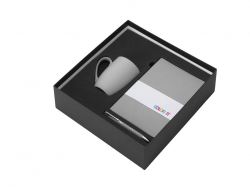 Подарочный набор с блокнотом С2, металлической ручкой и кружкой, серый