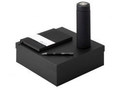 Подарочный набор с блокнотом С1, металлической ручкой и термосом, черный
