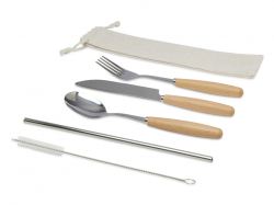Набор столовых приборов из нержавеющей стали и бука Root из 5 предметов - Натуральный