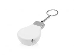 Брелок-рулетка для ключей "Лампочка", белый/серебристый