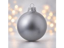 Стеклянный елочный шар "Christmas bauble", серебро, металлик, с серебристым колпачком в черной коробке