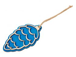 Подвеска шишка с цветной подложкой, синяя подложка