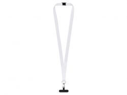 Ланъярд 2 см под сублимацию с трендовым карабином, замком обрыва и узким держателем для телефона из ПЭ, серебристый Ланъярд 2 см под сублимацию с трендовым карабином, замком обрыва и узким держателем для телефона из ПЭ, серебристый