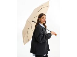 Зонт складной Cloudburst в подарочной упаковке, бежевый