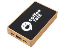 Внешний аккумулятор с подсветкой лого «Reedia S2», 5000 mAh, бамбук, черный