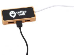 USB хаб с подсветкой лого «Reedia S5», 3*USB, 1*Type C, бамбук, черный