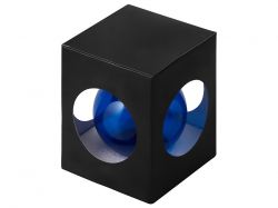 Стеклянный елочный шар "Christmas bauble", синий прозрачный, с серебристым колпачком в черной коробке