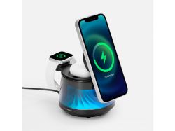 Bluetooth-колонка с подсветкой и беспроводной зарядкой Quantium, черная