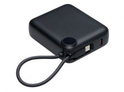 Внешний аккумулятор со встроенным кабелем «Liri», QC/PD, 10000 мАч, черный