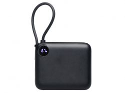 Внешний аккумулятор со встроенным кабелем «Liri», QC/PD, 10000 мАч, черный