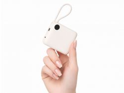 Внешний аккумулятор со встроенным кабелем «Liri», QC/PD, 10000 мАч, теплый белый