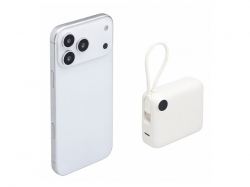 Внешний аккумулятор со встроенным кабелем «Liri», QC/PD, 10000 мАч, теплый белый