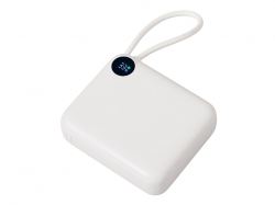 Внешний аккумулятор со встроенным кабелем «Liri», QC/PD, 10000 мАч, теплый белый
