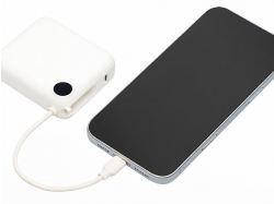 Внешний аккумулятор со встроенным кабелем «Liri», QC/PD, 10000 мАч, теплый белый