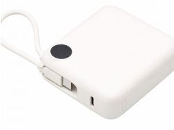 Внешний аккумулятор со встроенным кабелем «Liri», QC/PD, 10000 мАч, теплый белый