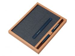 Набор блокнот А5 с магнитным держателем для ручки и подставкой для телефона и металлической шариковой ручкой "NotaBene", темно-синий