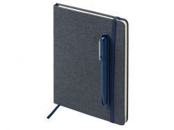 Набор блокнот А5 с магнитным держателем для ручки и подставкой для телефона и металлической шариковой ручкой "NotaBene", темно-синий