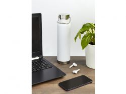 Бутылка для воды с вакуумной изоляцией Thor объемом 650 мл из переработанной нержавеющей стали, сертифицированной по стандарту RCS - сплошной черный