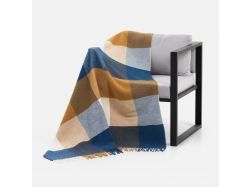 Плед Fleco, синий с коричневым