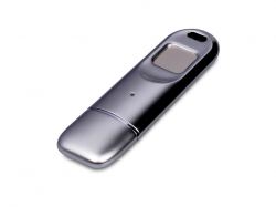 Металлическая флешка со сканером отпечатков пальцев в подарочной упаковке на 128 Гб, серебристый