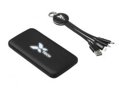 Набор из внешнего акуумулятора и универсального кабеля с подсветкой лого «Reserve LED», 10000mAh, черный