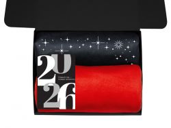 Подарочный набор c пледом, френчпрессом, чаем и медом, красный