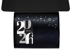 Подарочный набор c пледом, френчпрессом, чаем и медом, черный