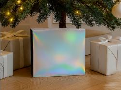 Подарочная коробка с голографическим шубером без печати "Aurora", L, 260х260х100 мм.