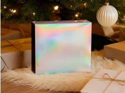 Подарочная коробка с голографическим шубером без печати "Aurora", L, 260х260х100 мм.