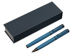 Подарочный набор из 2-х ручек "Black Lama" soft-touch, темно-синий