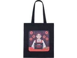 Сумка для шопинга Carryme 140 хлопковая, 140 г/м2, черный с DTF - цифровая вышивка