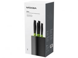 Набор из 4 кухонных ножей в универсальном блоке,  NADOBA, серия OLIVIA