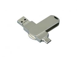 Металлическая флешка для айфона 3 в 1 (i-flash_TYPEC_3_in_1.128.S, I= 128 Гб USB 3.0, Металлический корпус. Без перс.)