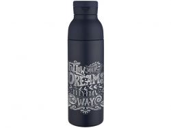 Illuminate бутылка для воды объемом 650 мл из переработанной нержавеющей стали RCS с двойными стенками и набором из 3 крышек - Синий Navy