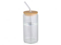 Ёмкость Mirage из боросиликатного стекла объемом 500 мл с одинарными стенками и крышкой из бамбука - Прозрачный