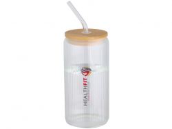 Ёмкость Mirage из боросиликатного стекла объемом 500 мл с одинарными стенками и крышкой из бамбука - Прозрачный