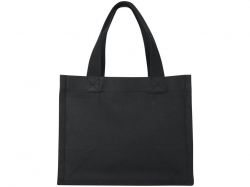 Мини эко-сумка Odessa с клинчиком, изготовленная из переработанного хлопка, сертифицированного согласно GRS, плотностью 220 г/м², объемом 9 л - сплошной черный