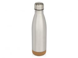 Бутылка для воды Cove из нержавеющей стали с двойными стенками и вакуумной изоляцией, объемом 500 мл, с пробковыми деталями - Matted silver