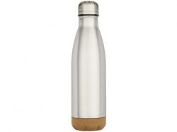 Бутылка для воды Cove из нержавеющей стали с двойными стенками и вакуумной изоляцией, объемом 500 мл, с пробковыми деталями - Matted silver